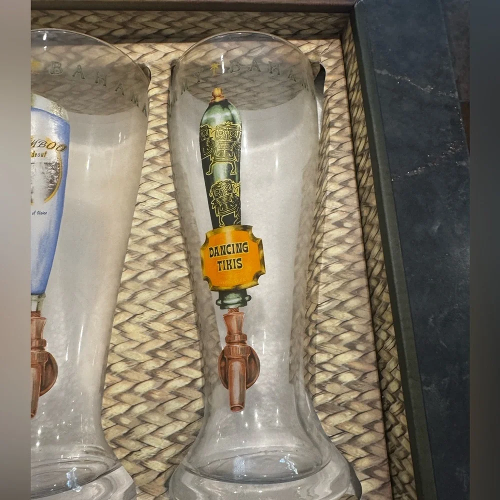 Tommy Bahama Colorful Beer Tap Handle Glass Set